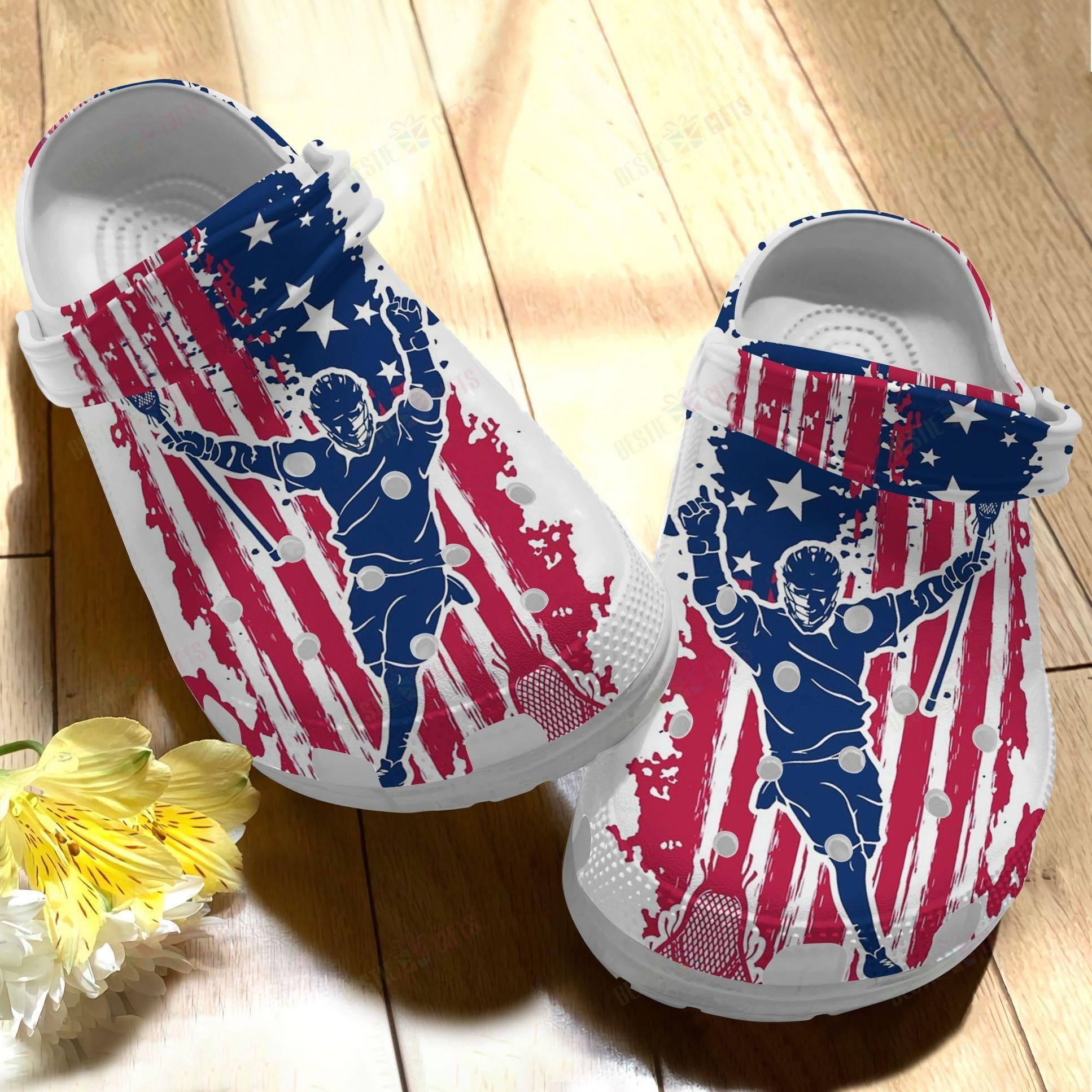 Lacrosse Crocs Clog Classic Clog Whitesole Lacrosse Flag Shoes Lacrosse Crocs Clog Classic Clog Whitesole Lacrosse Flag Shoes
