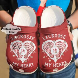 Lacrosse Personalized My Heart Sku 1549 Crocs Crocband Clog Comfortable For Mens Womens Classic Clog Water Shoes