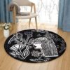 Lady And Flowers Round Carpet Floor Rug Living Room Bedroom Decor Round Area Rug Carpet