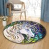 Lady Unicorn Flower Round Carpet Floor Rug Living Room Bedroom Decor Round Area Rug Carpet