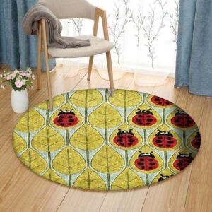 Ladybird Beetle Round Carpet Floor Rug Living Room Bedroom Decor Round Area Rug Carpet