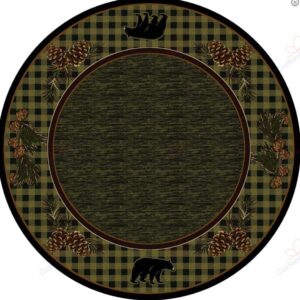 Lakeside Bear Round Carpet Floor Rug Living Room Bedroom Decor Round Area Rug Carpet