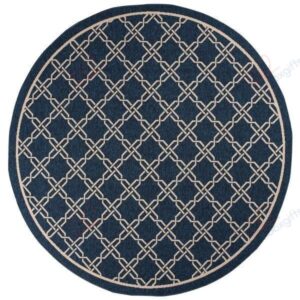 Lattice Navy Beige Round Carpet Floor Rug Living Room Bedroom Decor Round Area Rug Carpet