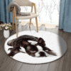 Lazy Boston Terrier Lying Round Carpet Floor Rug Living Room Bedroom Decor Round Area Rug Carpet