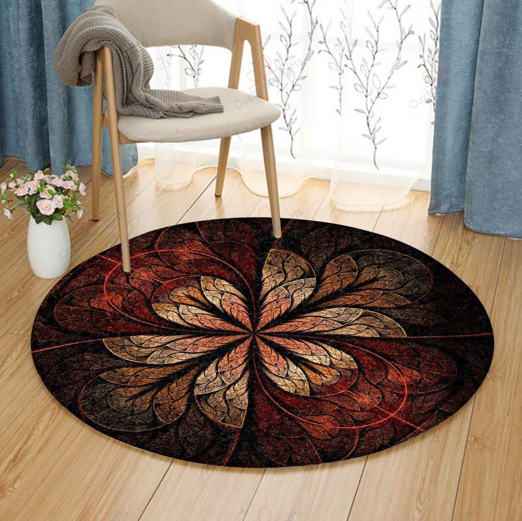 Leaf Fractal Round Carpet Floor Rug Living Room Bedroom Decor Round Area Rug Carpet Leaf Fractal Round Carpet Floor Rug Living Room Bedroom Decor Round Area Rug Carpet