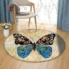 Leaves Butterfly Round Carpet Floor Rug Living Room Bedroom Decor Round Area Rug Carpet