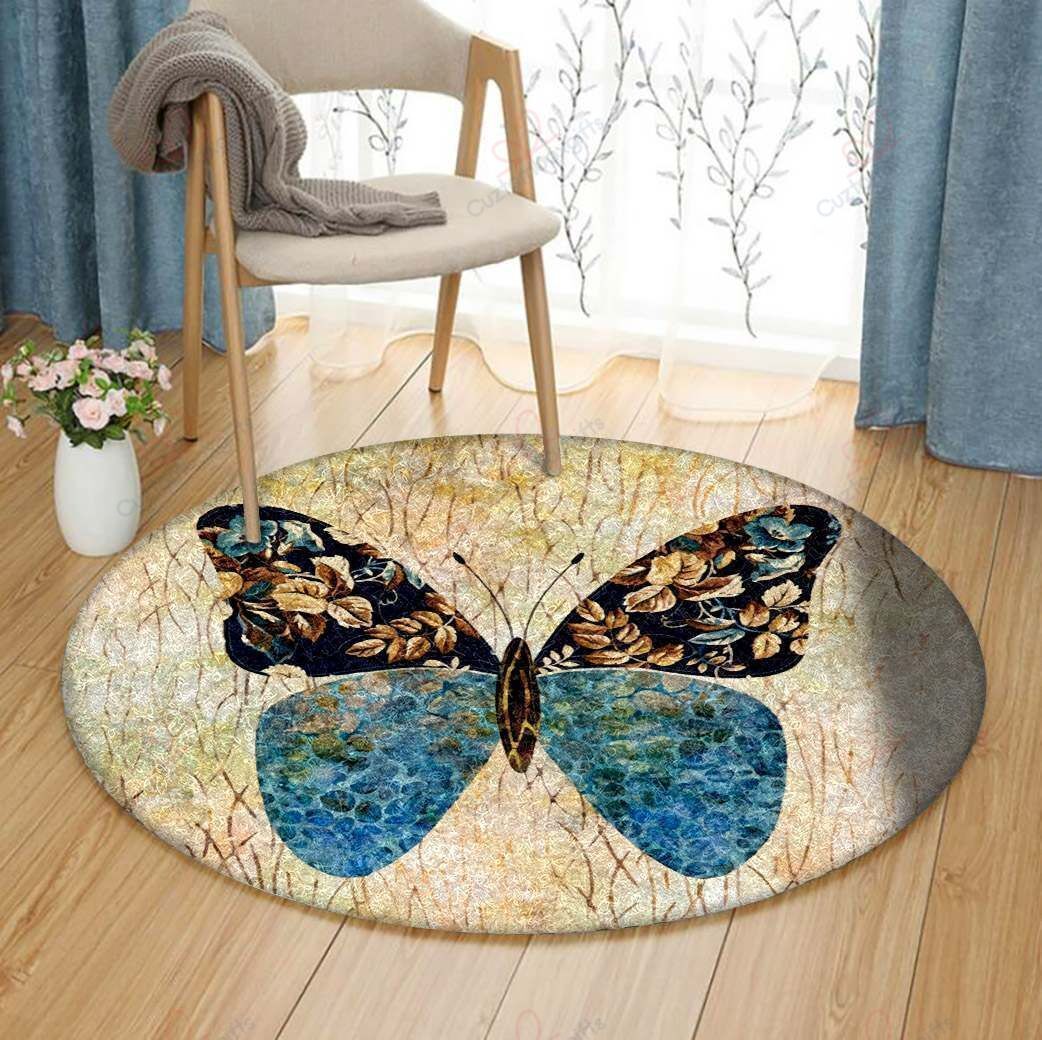 Leaves Butterfly Round Carpet Floor Rug Living Room Bedroom Decor Round Area Rug Carpet Leaves Butterfly Round Carpet Floor Rug Living Room Bedroom Decor Round Area Rug Carpet