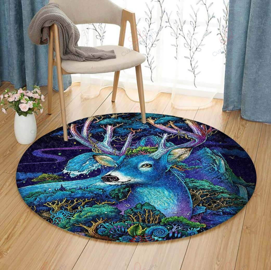 Legend Deer Round Carpet Floor Rug Living Room Bedroom Decor Round Area Rug Carpet Legend Deer Round Carpet Floor Rug Living Room Bedroom Decor Round Area Rug Carpet