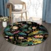 Leopard Bird Flower Round Carpet Floor Rug Living Room Bedroom Decor Round Area Rug Carpet