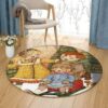 Let It Snow Round Carpet Floor Rug Living Room Bedroom Decor Round Area Rug Carpet