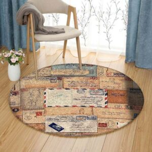 Letter Round Carpet Floor Rug Living Room Bedroom Decor Round Area Rug Carpet