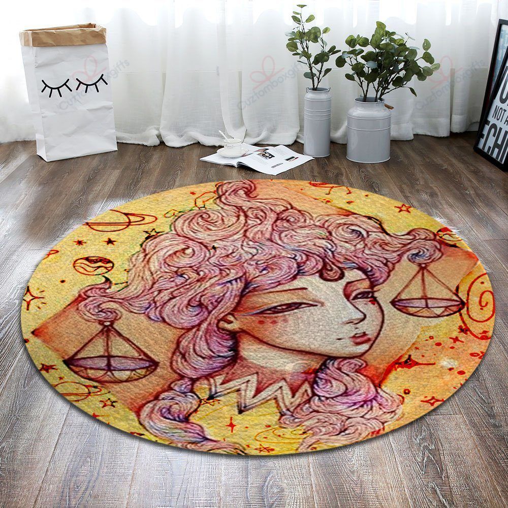 Libra Girl Round Carpet Floor Rug Living Room Bedroom Decor Round Area Rug Carpet Libra Girl Round Carpet Floor Rug Living Room Bedroom Decor Round Area Rug Carpet