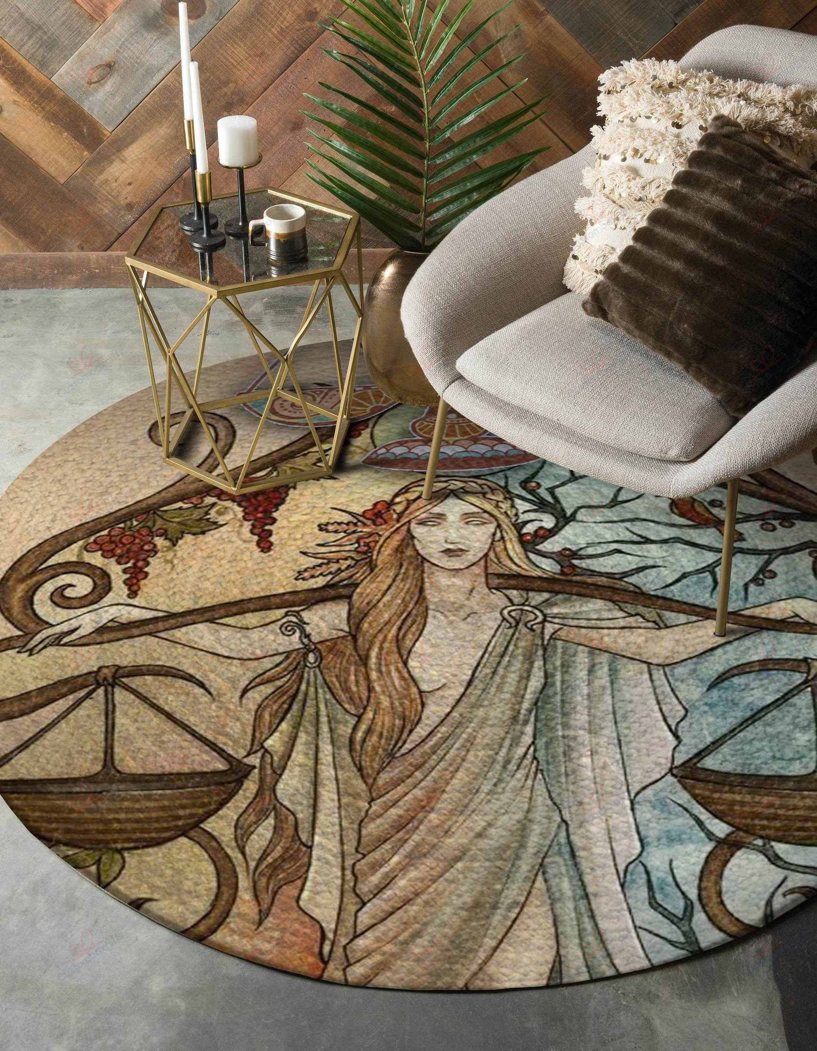 Libra Zodiac Round Carpet Floor Rug Living Room Bedroom Decor Round Area Rug Carpet Libra Zodiac Round Carpet Floor Rug Living Room Bedroom Decor Round Area Rug Carpet