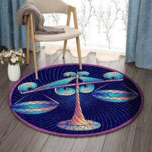 Libra Zodiac Sign Horoscope Round Carpet Floor Rug Living Room Bedroom Decor Round Area Rug Carpet