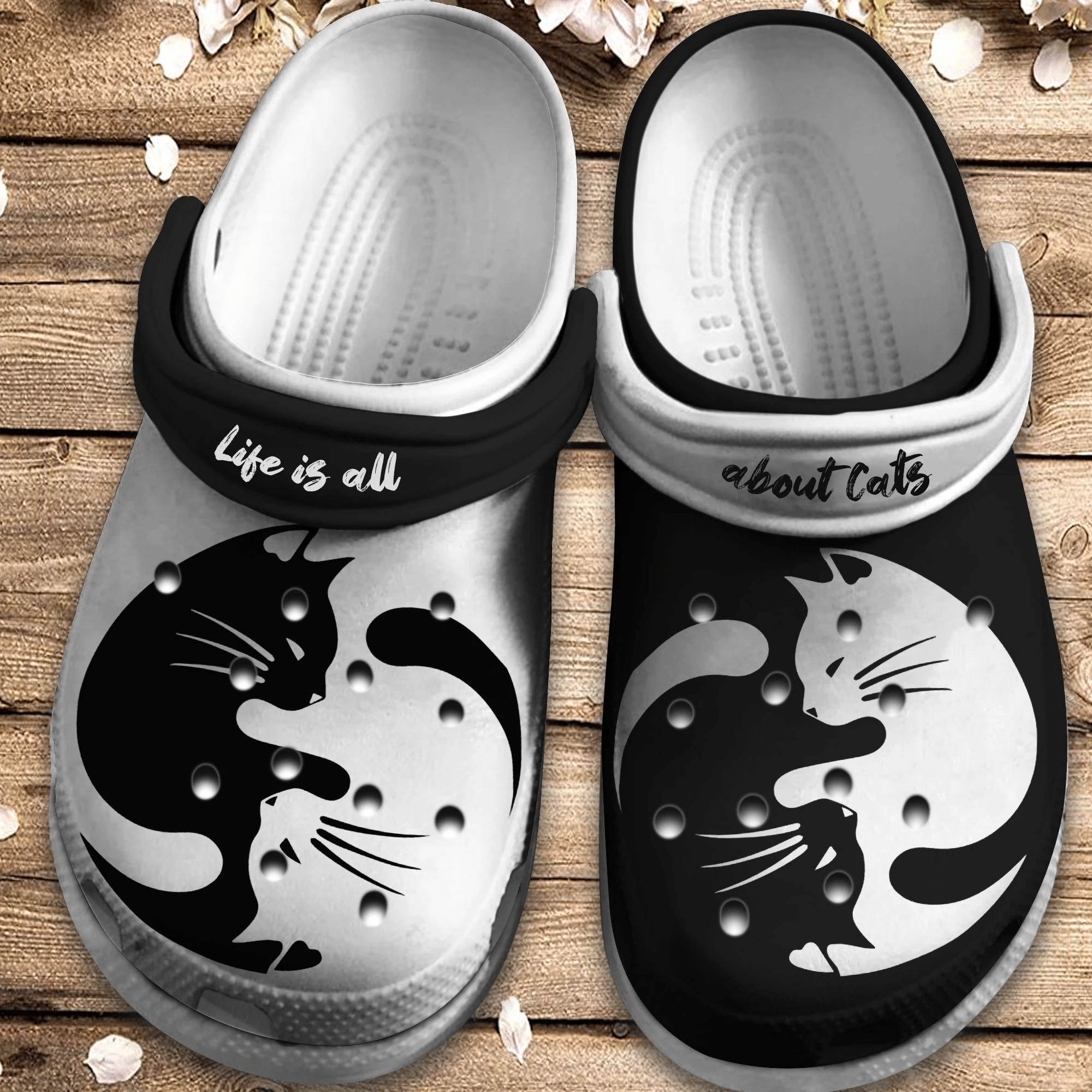 Life Is All About Cats Crocs Clog Shoes – Black And White Cat Couple Crocbland Clog Birthday Gift For Man Woman Boy Girl Life Is All About Cats Crocs Clog Shoes – Black And White Cat Couple Crocbland Clog Birthday Gift For Man Woman Boy Girl