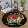 Life Is Better With My Shiba Inu Round Carpet Floor Rug Living Room Bedroom Decor Round Area Rug Carpet