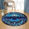 Light Blue Butterfly Round Carpet Floor Rug Living Room Bedroom Decor Round Area Rug Carpet