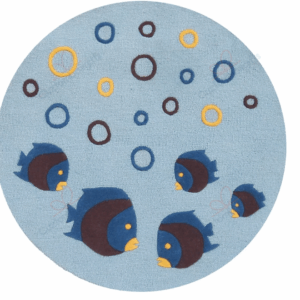 Light Blue Fish Round Carpet Floor Rug Living Room Bedroom Decor Round Area Rug Carpet