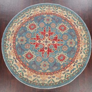 Light Blue Floral Round Carpet Floor Rug Living Room Bedroom Decor Round Area Rug Carpet
