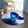 Light Butterfly Round Carpet Floor Rug Living Room Bedroom Decor Round Area Rug Carpet