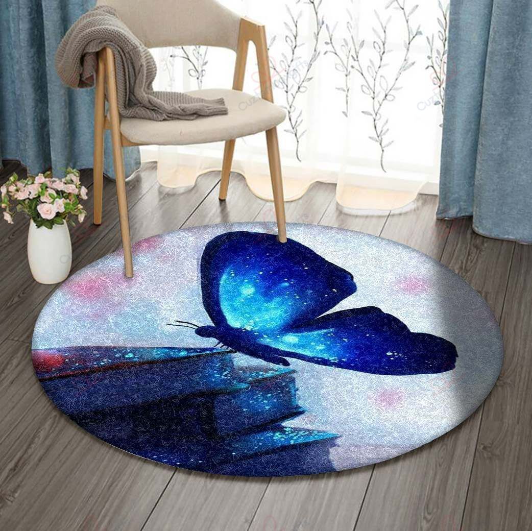 Light Butterfly Round Carpet Floor Rug Living Room Bedroom Decor Round Area Rug Carpet Light Butterfly Round Carpet Floor Rug Living Room Bedroom Decor Round Area Rug Carpet