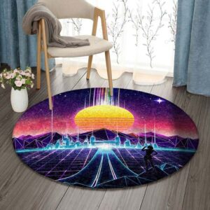 Light City Round Carpet Floor Rug Living Room Bedroom Decor Round Area Rug Carpet