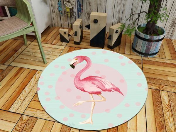 Light Green Pink Round Flamingo Round Carpet Floor Rug Living Room Bedroom Decor Round Area Rug Carpet Light Green Pink Round Flamingo Round Carpet Floor Rug Living Room Bedroom Decor Round Area Rug Carpet