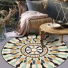 Light Mandala Round Carpet Floor Rug Living Room Bedroom Decor Round Area Rug Carpet