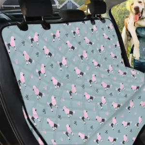 Light Steel Blue Poodle And Crown Car Back Seat Cover Dog Car Seat Covers - a62abd8f30a9