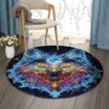 Light Wolf Mandala Round Carpet Floor Rug Living Room Bedroom Decor Round Area Rug Carpet