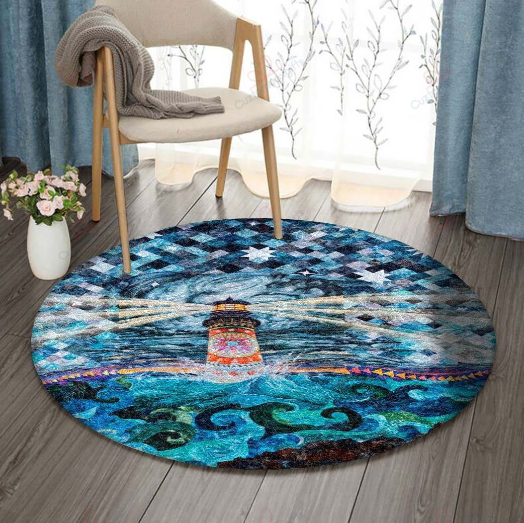 Lighthouse Ocean Round Carpet Floor Rug Living Room Bedroom Decor Round Area Rug Carpet Lighthouse Ocean Round Carpet Floor Rug Living Room Bedroom Decor Round Area Rug Carpet