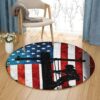 Lineman American Flag Round Carpet Floor Rug Living Room Bedroom Decor Round Area Rug Carpet
