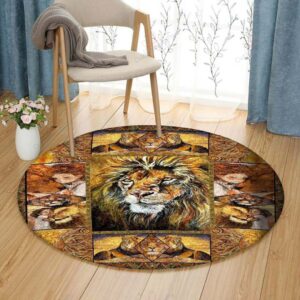 Lion And Girl Round Carpet Floor Rug Living Room Bedroom Decor Round Area Rug Carpet