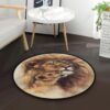Lion And Her Baby Round Carpet Floor Rug Living Room Bedroom Decor Round Area Rug Carpet