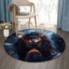 Lion And Wolf Round Carpet Floor Rug Living Room Bedroom Decor Round Area Rug Carpet