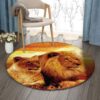 Lion Couple Round Carpet Floor Rug Living Room Bedroom Decor Round Area Rug Carpet