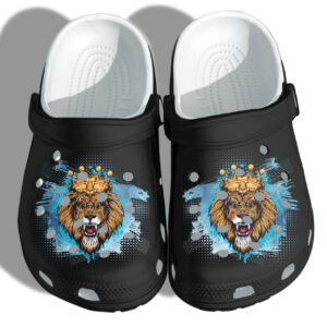 Lion Father Black King Shoes Crocs Clog Husband Gifts – Black Lion Croc Shoes Gifts  Fathers Day 2021 For Mens And Womens
