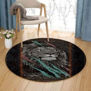 Lion Grunge Painting Round Carpet Floor Rug Living Room Bedroom Decor Round Area Rug Carpet