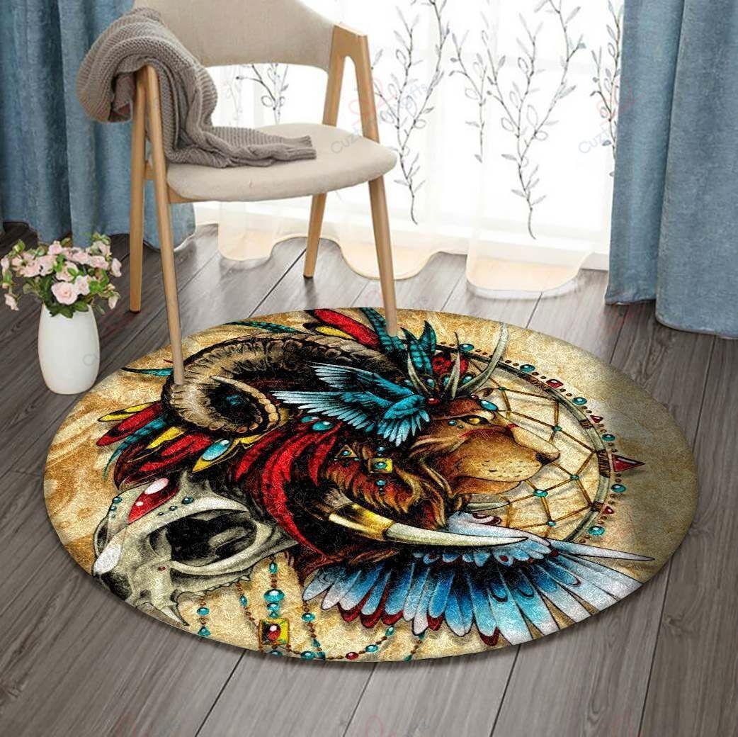 Lion Native American Round Carpet Floor Rug Living Room Bedroom Decor Round Area Rug Carpet Lion Native American Round Carpet Floor Rug Living Room Bedroom Decor Round Area Rug Carpet
