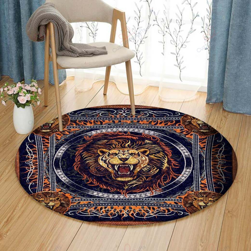Lion Roaring Round Carpet Floor Rug Living Room Bedroom Decor Round Area Rug Carpet Lion Roaring Round Carpet Floor Rug Living Room Bedroom Decor Round Area Rug Carpet
