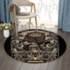Lion Skull Round Carpet Floor Rug Living Room Bedroom Decor Round Area Rug Carpet