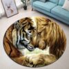 Lion Tiger Round Carpet Floor Rug Living Room Bedroom Decor Round Area Rug Carpet