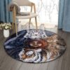 Lion Tiger Round Carpet Floor Rug Living Room Bedroom Decor Round Area Rug Carpet