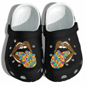 Lip Autism Awareness Merch Shoes Crocs Clog – Leopard Autism Puzzle Crocs Clog Cute Shoes Gifts For Woman Daughter