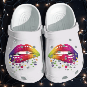 Lip Rainbow Puzzle Shoes Crocs Clog For Autism Girls – Autism Awareness Puzzle Cute Crocs Clog Shoes Gifts Daughter Women