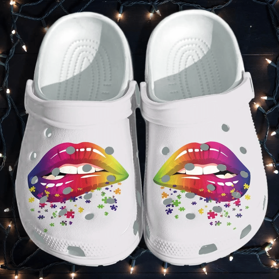 Lip Rainbow Puzzle Shoes Crocs Clog For Autism Girls – Autism Awareness Puzzle Cute Crocs Clog Shoes Gifts Daughter Women Lip Rainbow Puzzle Shoes Crocs Clog For Autism Girls – Autism Awareness Puzzle Cute Crocs Clog Shoes Gifts Daughter Women