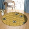 Little Bees Round Carpet Floor Rug Living Room Bedroom Decor Round Area Rug Carpet