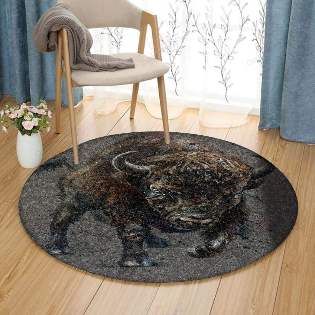Little Bison Round Carpet Floor Rug Living Room Bedroom Decor Round Area Rug Carpet Little Bison Round Carpet Floor Rug Living Room Bedroom Decor Round Area Rug Carpet