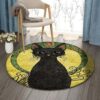 Little Black Cat Round Carpet Floor Rug Living Room Bedroom Decor Round Area Rug Carpet