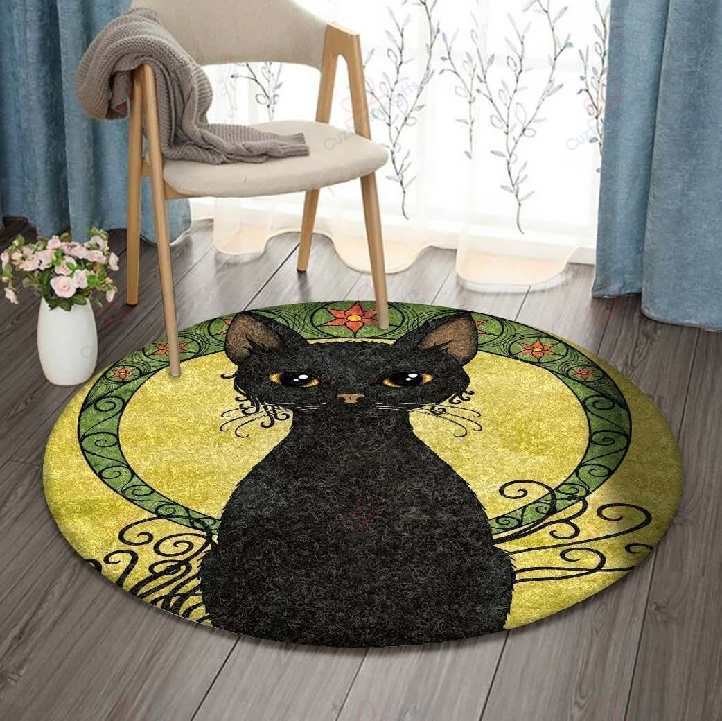 Little Black Cat Round Carpet Floor Rug Living Room Bedroom Decor Round Area Rug Carpet Little Black Cat Round Carpet Floor Rug Living Room Bedroom Decor Round Area Rug Carpet